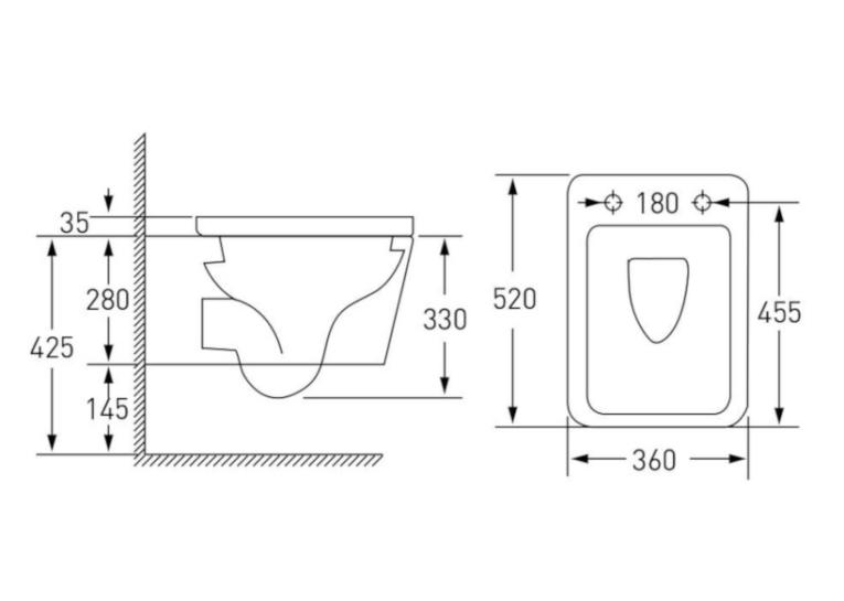 Комплект: унітаз підвісний Imprese KUBIK Rimless  з сидінням + інсталяція Grohe Rapid SL (c06810203+38772001)